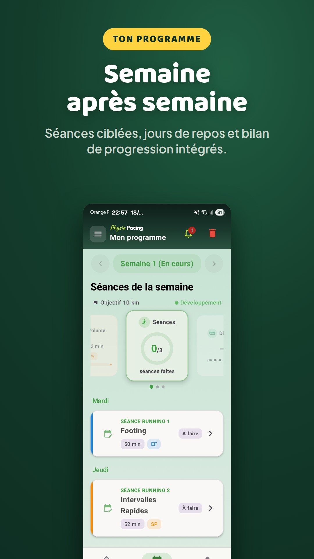 Programme semaine par semaine